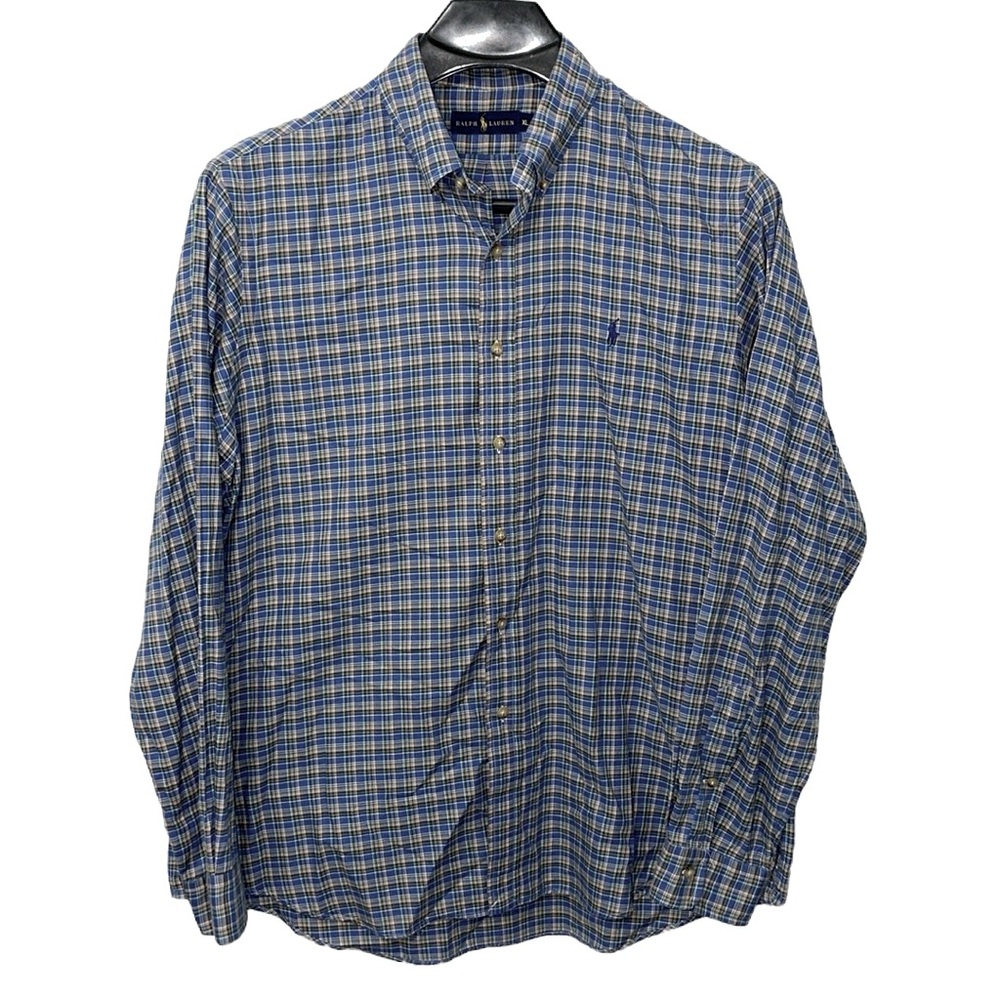 Ralph Lauren‎ men’s Size XL 100% cotton plaid long sleeve button down shirt.